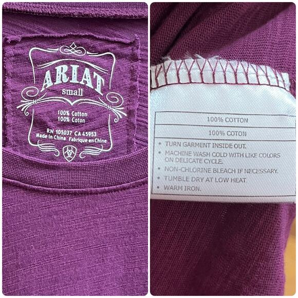 Ariat Purple Bling Cross Embellishment Long Sleeve Tee Shirt Size Small - Picture 11 of 12